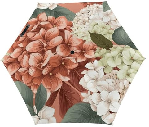 HKMNTGD Windproof Travel Umbrella, Hydrangeas Printed Folding Umbrella，Suitable for Outdoor Activities Compact Travel Umbrella, Light Portable