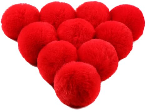 Hotcinab Fellbommel Groß 8 Stück 8cm Rote Kunstfell Bommel Weich Flauschig für Mützen Beanies Pompon mit Elastischer Schlaufe Fake Fur Pom Pom Hat Schlüsselanhänger Schals Handschuhe Taschen Zubehör