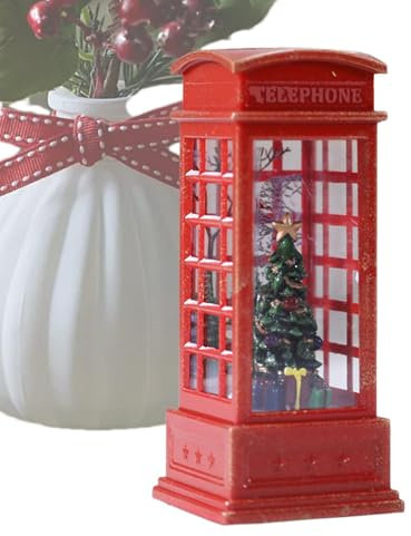 FmtwPhn 12x5.1cm Weihnachtsdekorationen Telefonzelle, Londoner Telefonzelle Lampe, Weihnachts-Telefonzelle, Rote Telefonzelle Dekoration, Kreative Vintage-Telefonzellen Kleines Nachtlicht Weihnachten