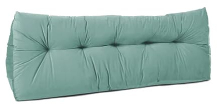 Lancashire Textiles 20 x 50 x 150cm (King Bed) Luxury Velvet Triangular Wedge Bedroom Headboard Cushion - Headboard Bolster Support Pillow for Bed, Sofa, Chair - Duck Egg - Made in Britain