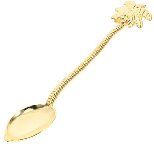 Alipis Kreativer Retro-kaffeelöffel Tropische Kokosnussbaum Form Kleine Dessert Rührlöffel Edelstahl Vergoldet Für Tee Kaffee Cappuccino Und Partys