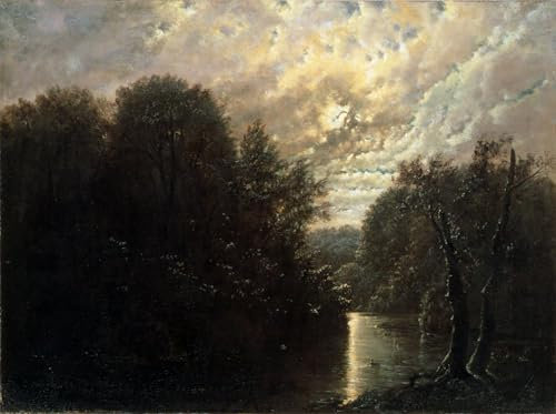 WYKUJMYTO Kunst Gemälde Leinwand Tier Bild Berühmte Leinwand Drucken Flusslandschaft im Rosental bei Leipzig von Karl Gustav Carus Kunstdrucke Leinwand für Wohnzimmer Dekoration 60x90cm
