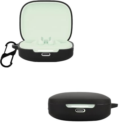 carinacoco Silicone Case for Redmi Buds 6 with Carabiner, Soft and Flexible, Ultra-Thin Shockproof Cover Slim-Fit Anti-Fall Earphone Case for Redmi Buds 6, Black