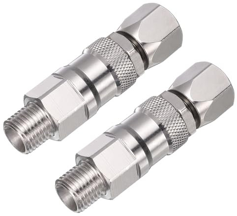 sourcing map 1/4 Sprayer Joint, 360 Degrees Rotate Stainless Steel Swivel Joint for Paint Spray Gun Hose Airless Sprayers,2 PCS