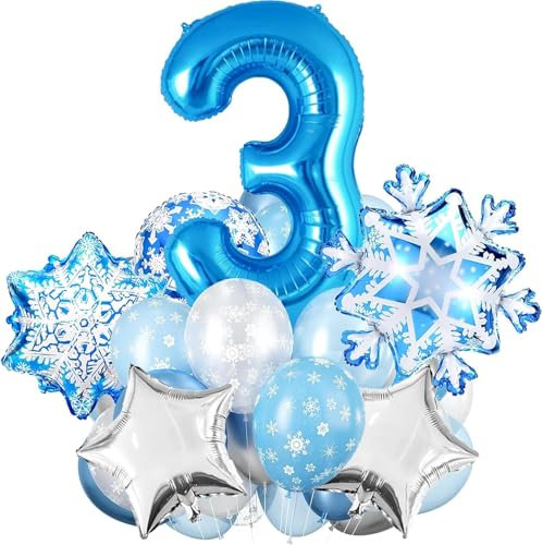 Schneeflocken Deko Luftballon, Geburtstag Zahlen Luftballon 3 Jahre, Schneeflocke Folien Ballon, Schneeflocken Helium Ballons, Snowflake Luftballon, Schneeflocken Luftballon