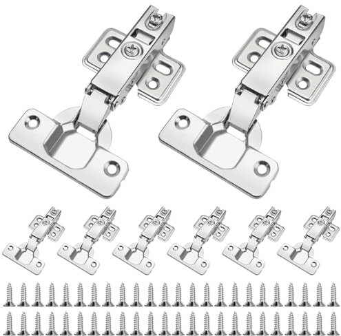 HHXUUAN Bisagras para puertas de armario, 8 unidades, bisagras atornillables, 110 x 62 mm, ángulo de apertura de 105°, bisagra de cierre suave, 35 mm, para armario de cocina, puerta de armario