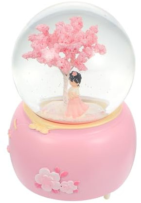 ULTECHNOVO 1 Pz Carillon con Sfera di Cristallo Kit Globo di Neve Globo per Ragazza nevicare Globo Ragazza cristalball Ornamento da scrivania Ornamento a Sfera di Cristallo Bicchiere Rosa