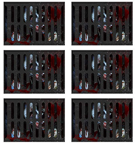 6Pcs Halloween 3D Adesivi Pavimento Horror spaventoso fogna sanguinante decalcomanie