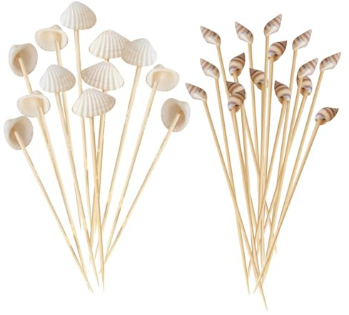 FSSTUD 200 pezzi 12 cm conchiglia conchiglia cocktail stuzzicadenti estate spiaggia antipasto stuzzicadenti festa hawaiana spiedini di frutta spiedini decorativi dessert snack bastoncini decorazioni