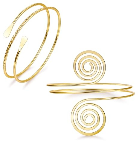 AFSITNIG 2Pcs Arm Cuffs Jewelry for Women, Gold