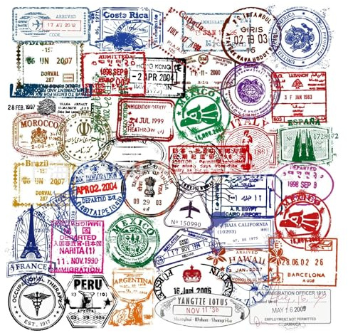 50 Pcs Vintage Travel Stickers - Transparent Postmark and Stamp Designs | 50 Retro Stamp And Postmark Designs, Transparent Edges Blend Into Pages, Peel-And-Stick Backing, For Journals And Luggage
