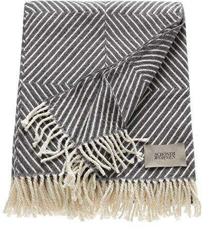 Schöner Wohnen Kollektion Wohndecke 140x200 cm • weiche Kuscheldecke grau Tebas • Sofadecke Baumwoll Mischung