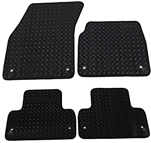 JVL 3385R Range Rover Evoque 2014+ Fully Tailored 4 Piece Rubber Car Mat Set with 8 Ring Clips, Black