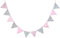 Oblique Unique® Bunte Wimpel Girlande Baumwolle Wimpelkette Doppelseitig Farbenfroh Drinnen & Draußen - Motiv wählbar (Rosa-Grau)