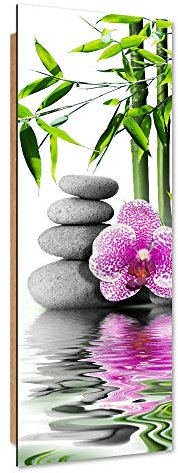 Wanddeko Steine Kunst modern Bilder Orchidee Grau 25x70 cm