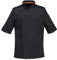 Portwest C738 Men's Mesh Air Pro Chef Jacket - Slim Fit Short Sleeve Workwear Black, X-Large