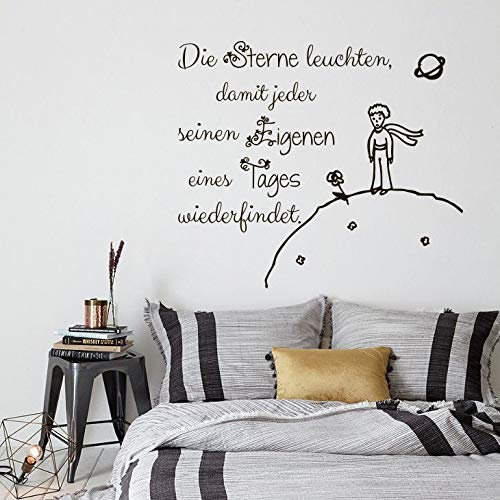 DecalStoreVienna Vinyl Wandtattoo Der kleine Prinz Zitat Sterne leuchten, damit jeder seinen eigenen eines Tages wiederfindet Wandsticker Wanddekoration für Schlafzimmer Kinderzimmer Babyzimmer S182