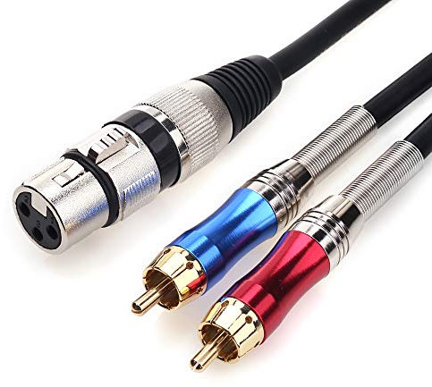 Tisino XLR Female to Dual Phono RCA Plug Y Splitter Cable Duplicator Lead Adapter(1 XLR to 2 RCA)- 2m