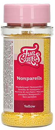 FunCakes Nonpareils Gelb: Kuchenstreusel, guter Geschmack, perfekt zum Dekorieren von Kuchen. 80 g.