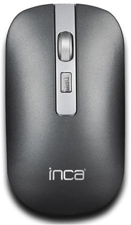 İnca IWM-531RG Kabellose Maus – Bluetooth 5.1 & 2,4 GHz Dual-Modus, Wiederaufladbar, 800–1600 DPI, Silent-Tasten, Flaches Design, Wiederaufladbar Schwarz/Silber für PC & Laptop, Windows kompatibel