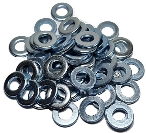 Rondelle M5 DIN125 a forma di A, piatte, zincate, rondelle per carrozzeria in acciaio zincato (M5, 50)