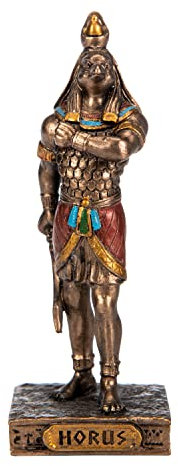 BEAUTIFUL GREEK STATUES Horus Ägyptischer Gott Kunstharz Figuren handbemalt Bronze Miniatur Statue 8,9 cm