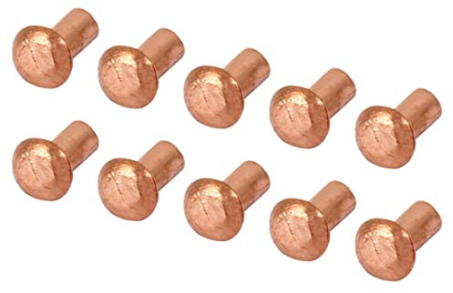 PATIKIL 2mm x 3mm Rame Solido Rivetti Fissaggio, 100pz 4mm Lunghezza Rotonda Testa per Industria Casa Riparazione