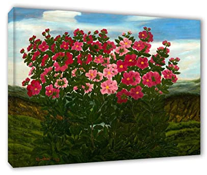 André Bauchant berömda oljemålningar reproduktioner-blommig Giclee canvastryck-landskapsbilder tryck på duk-'japansk kvitten träd'-inramad redo att hänga väggkonst 90 x 115 cm (35 x 45 tum)