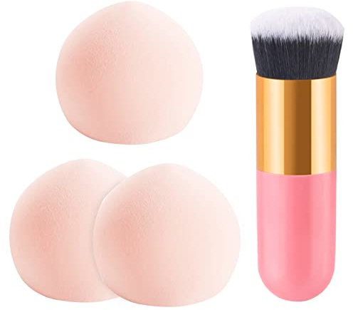 3 PCS Makeup Sponge Blender, Marshmallow Beauty Blenders Concealer Blender Sponge Makeup Sponge And Brush Foundation Blending Sponge With Foundation Brushes For Foundation Liquid Cream And Powder
