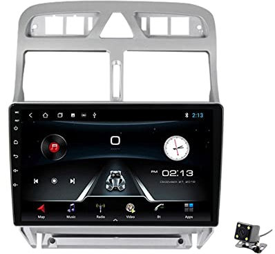 ADMLZQQ Android Auto Radio Mit Navi Für Peugeot 307 2004-2013 Autoradio Unterstützt 5G 4G Wifi, Mit Lüfter/Full AV Output 7 Color Button Licht, Rückfahrkamera,M100s