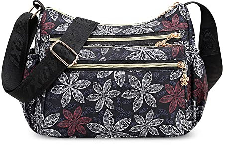 FORRICA Crossbody Tasche Damen Große Bunte Umhängetasche Frauen Leichte Nylon Schultertasche Multi Taschen Blatt