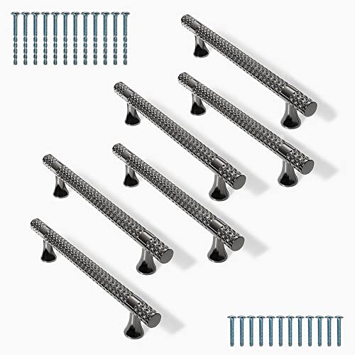 YNDD 6 Stück Griffe für Küchenschränke Schwarz, Schrankgriffe 128mm Lochabstand, Moderne Möbelgriffe, Zinklegierung Stangengriffe, Kommode Küchengriffe Ziehgriffe für Schubladen Kleiderschrank Möbel