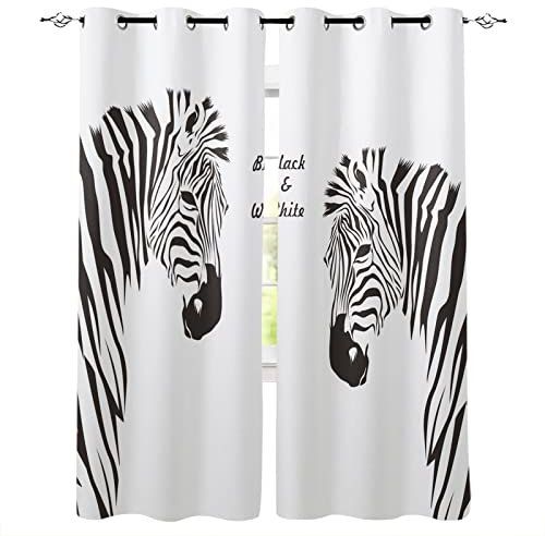 SJSXWQN Gardinen WeißEs Zebra Vorhänge mit Ösen Vorhang Blickdicht Thermo Verdunklungsvorhänge Schiebegardinen für Schlafzimmer Wohnzimmer H 220 x B 140 cm 2er Set