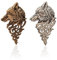 zalati Broche vintage en forme de tête de loup - Style rétro - Pour costumes, veste, sac - Décoration cadeau - Métal, Métal