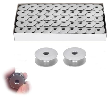 HERCHR 100 Stück Spulen Nähmaschine Nähmaschinenspulen 25 Mm, Spulen-Sets, Aluminiumspulen, Metallspulen Für Nähmaschinenspulen, Für Die Meisten Nähmaschinen(02)