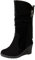 rismart Stivali Western Donna Polpaccio Medio Tacco a Zeppa Foderato con pelliccia sottile Camoscio Scarpe Invernali Nero,40
