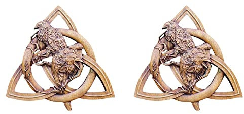 Bcowtte 2X Nordische Heidnische GöTter Schnitzen Heidnischen Nordischen Rune Harz Wand Behang Garten Dekoration Statuen Tür Hängen Anhänger
