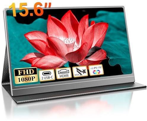 COOLHOOD Monitor Portátil Pantalla Portatil de 15,6 Pulgadas IPS FHD 1080P 100% sRGB Mini HDMI/USB C de Computadora, HDR Monitor con HDMI/USB C para PC, Laptop, Teléfono, Xbox, PS5, Switch