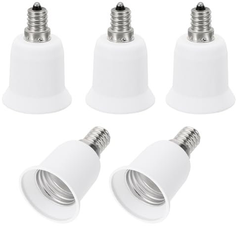 PATIKIL E12 to E26/E27 Light Socket Adapter, 5pcs Lamp Holder Convert Screw Base Converter for Halogen CFL Light Bulb, White