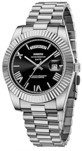 NIBOSI Herrenuhr Armbanduhr Herren Analoge Quarzuhr Edelstahl Uhren für Herren Männer wasserdichte Business Casual Klassiker Watch mit Tag und Datumsanzeige