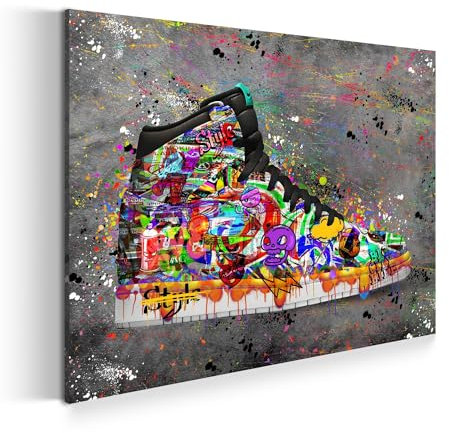 Wandbild Leinwandbild Street Art Sneakers, Schuh Kunstdruck XXL Wanddeko Größe 150x100x4cm