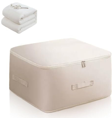 Ziswin Organisateur d'auto-compression ultra peu encombrant, sacs d'emballage de compression, sacs de rangement pour vêtements, couvertures scellées sous vide (Beige, L)