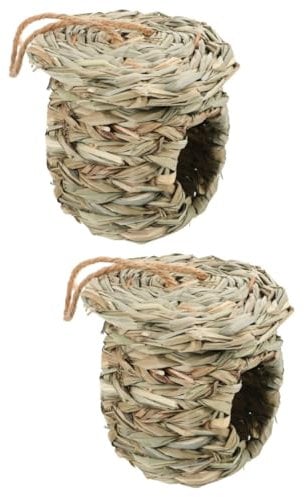 Happyyami 2pcs Bird Woven Nesting House Natural Bird House for Outdoor Use and Comfortable Breeding Box Garden Decoration and Shelter
