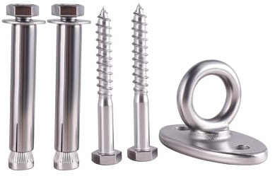 TIOMIOSEA Holz/Beton Decke Aufhänger Hängematte Schaukel Hängen Hardware Oval Halterung Set, 360Grad Drehbarer Edelstahl Schwerlast Deckenhaken mit Schrauben für Hängesessel, Yoga-Hängematte & Mehr