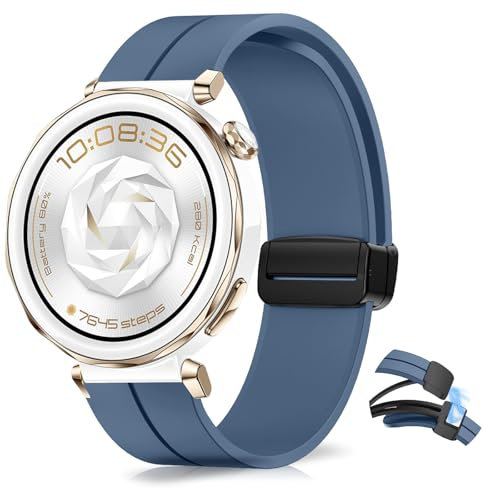 KeHowy Cinturino 20mm per Huawei Watch GT 3 Pro 43mm/GT 3/GT 2, Silicone Magnetico per Uomini e Donne - Compatibile con Watch 2/2 Pro/2 Sport/Honor Magic Watch 2 - Azzurro