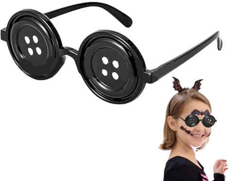 Cora-lines Knopfaugen Brille, Cora-Linien Knopfbrille Kostüm Zubehör, Lustige Andere Mutter Cora-Linien Augen Brille Halloween Cosplay Foto Requisiten