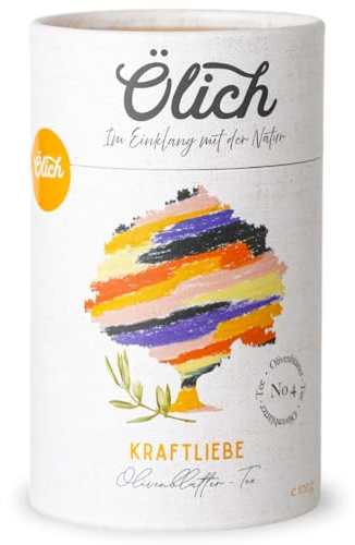 Ölich Premium Olivenblättertee Kraftliebe I Olivenblatt Tee mit Grüntee, Zitronengras und Lavendel I reich an Antioxidantien I 100g