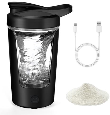 AOOWU Shaker per Proteine Elettrico, 500 ML Bottiglia per Shaker, Frullatore Elettrico per Frullati Proteici Ricaricabile USB C, Vortex Portatile Mixer Cup per Proteine Polvere, in Tritan, Senza BPA