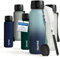 Blumtal Trinkflasche 1L - auslaufsichere Trinkflasche Sport + 1-Klick-Verschluss - BPA-freie Wasserflasche 1L + Sieb - Sport Trinkflasche spülmaschinenfest - 1 Liter trinkflasche - Grau-Blau