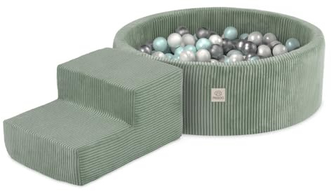 MISIOO Piscine à balles pour Enfants, avec Blocs de Construction en Mousse, 200 balles pour Aire de Jeux d'intérieur, Jeu sûr et créatif pour bébé